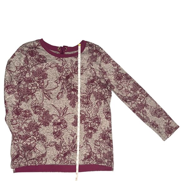 St. John's Bay Burgundy Floral Print Classic Tee Long-Sleeve Shirt Size Large - Picture 6 of 10